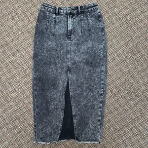 Showpo Black Denim Midi Skirt